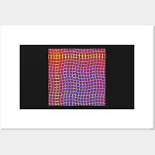 Wavy Plaid Rainbow on Brown Repeat 5748 Posters and Art